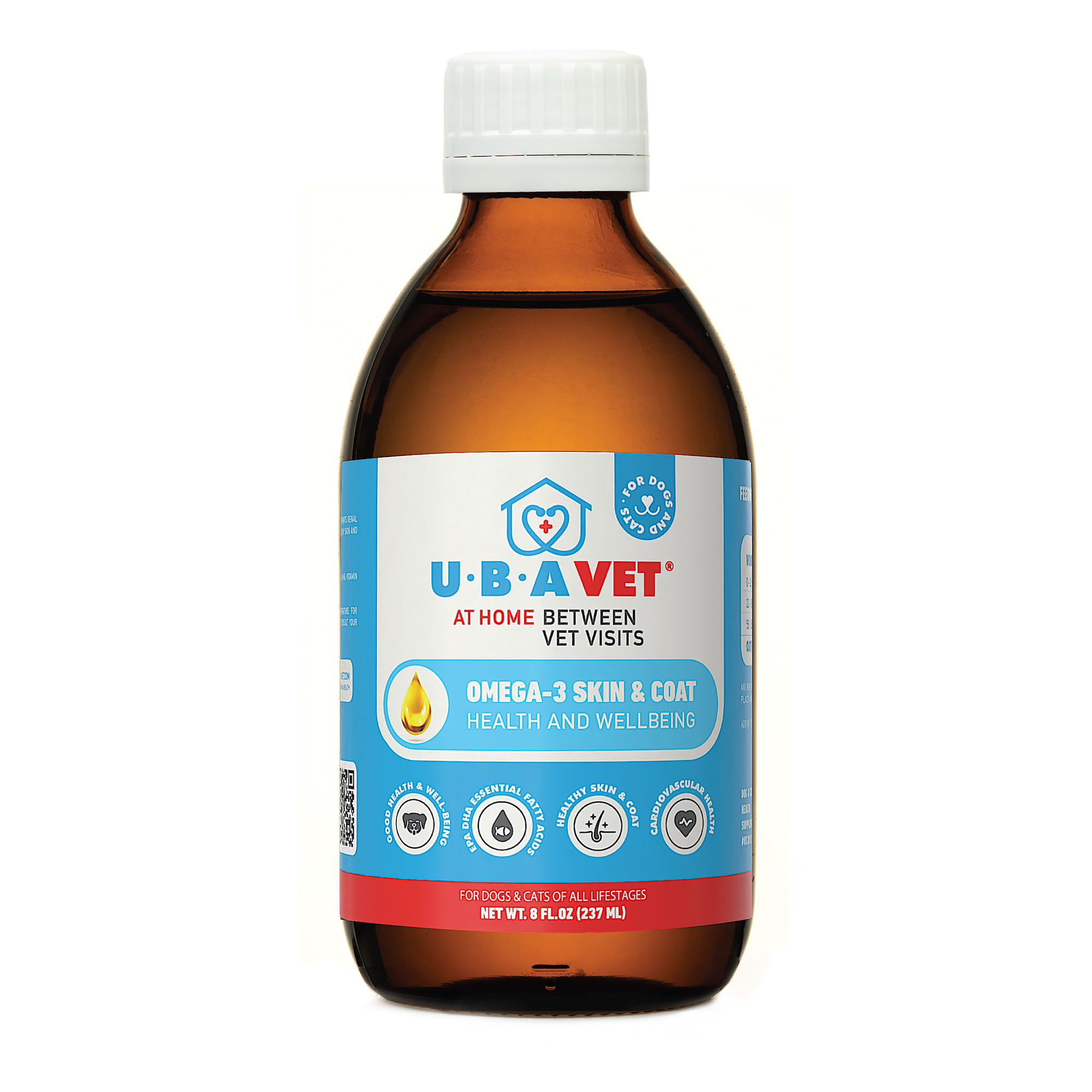UBAVET Omega-3 Skin & Coat Health and Wellbeing Liquid for Dogs & Cats – 8 fl oz / 237 ml - BIG FRENCHIES