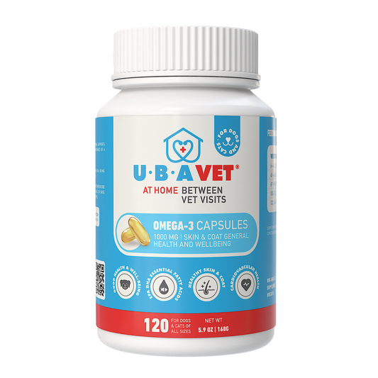 UBAVET Omega-3 Capsules 1000 mg – Skin, Coat & General Health Support for Dogs & Cats (120 ct) - BIG FRENCHIES