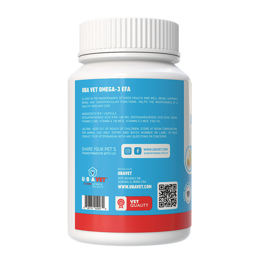 UBAVET Omega-3 Capsules 1000 mg – Skin, Coat & General Health Support for Dogs & Cats (120 ct) - BIG FRENCHIES