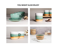 Breakfast Salad Soup Bowl Green White Stoneware Handmade
