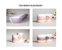 Smoothie Cup Pink White 14 oz Stoneware