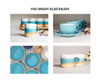 Smoothie Cup Turquoise White 14 oz Stoneware