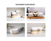 Smoothie Cup Brown Blue White 14 oz Stoneware