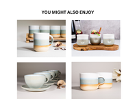 Smoothie Cup Light Blue White 14 oz Stoneware