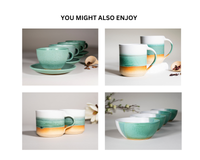Smoothie Cup Green White 14 oz Stoneware
