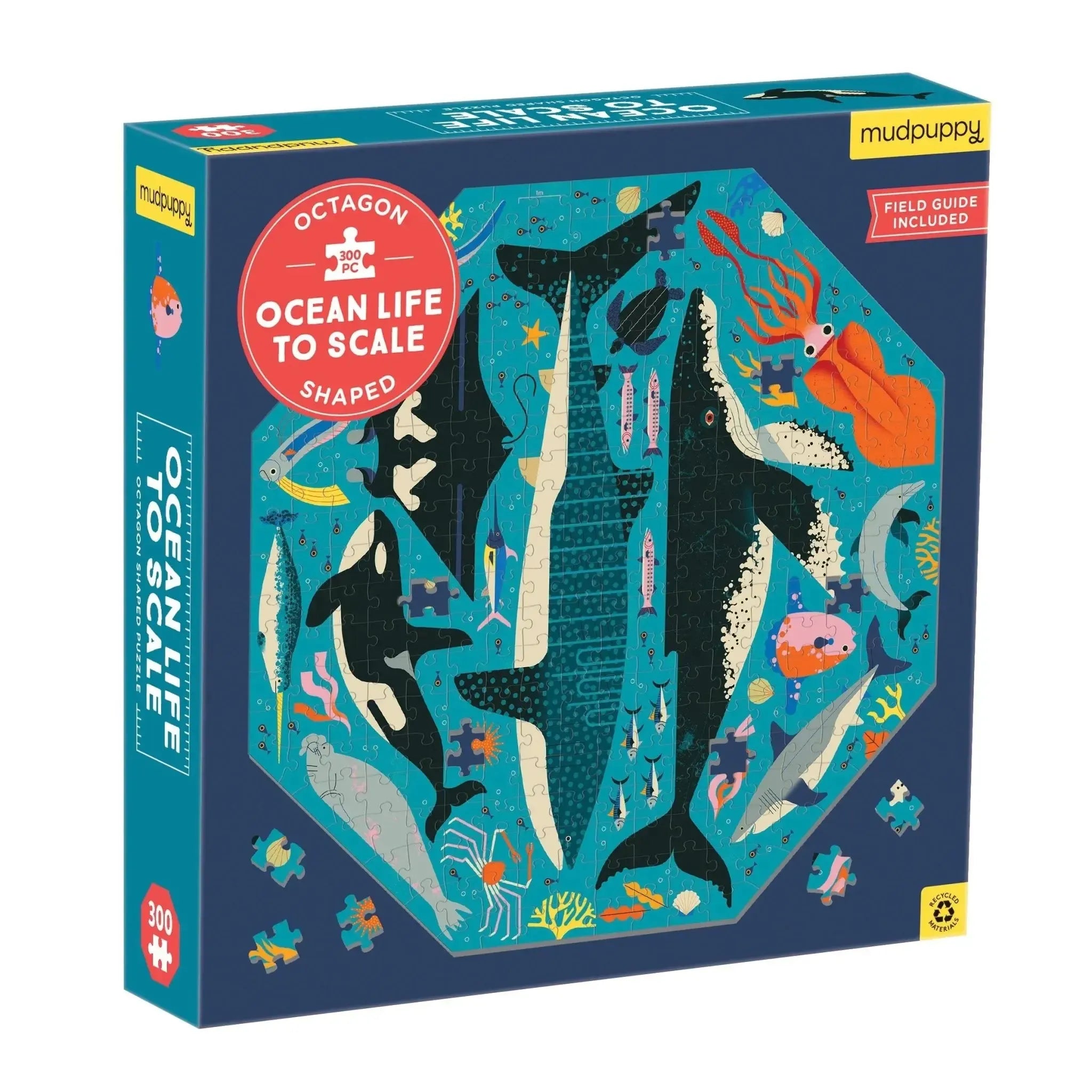 Ocean Life to Scale 300 Piece Octagon Jigsaw Puzzle Mudpuppy