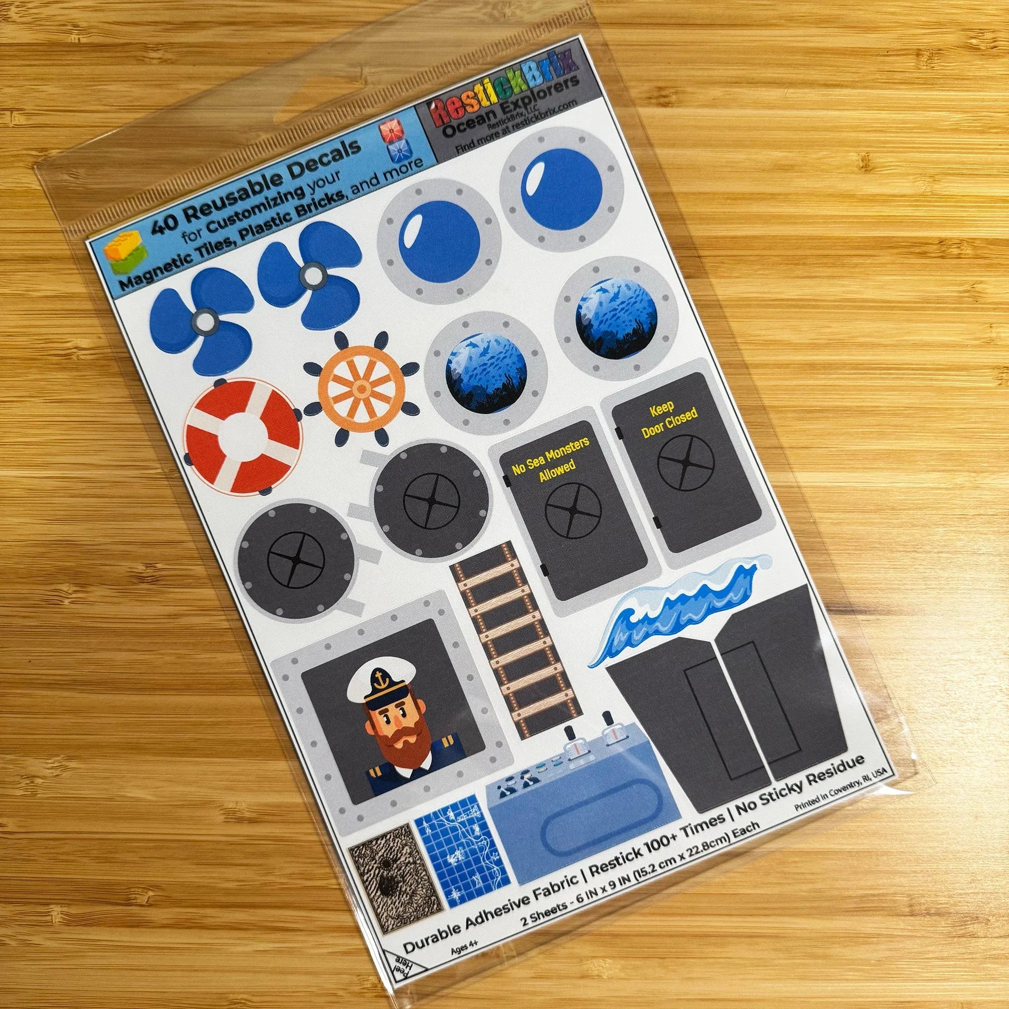Ocean Explorers: Reusable Decals for Customizing Magnetic Tiles, Plastic Bricks, and more - BIG FRENCHIES