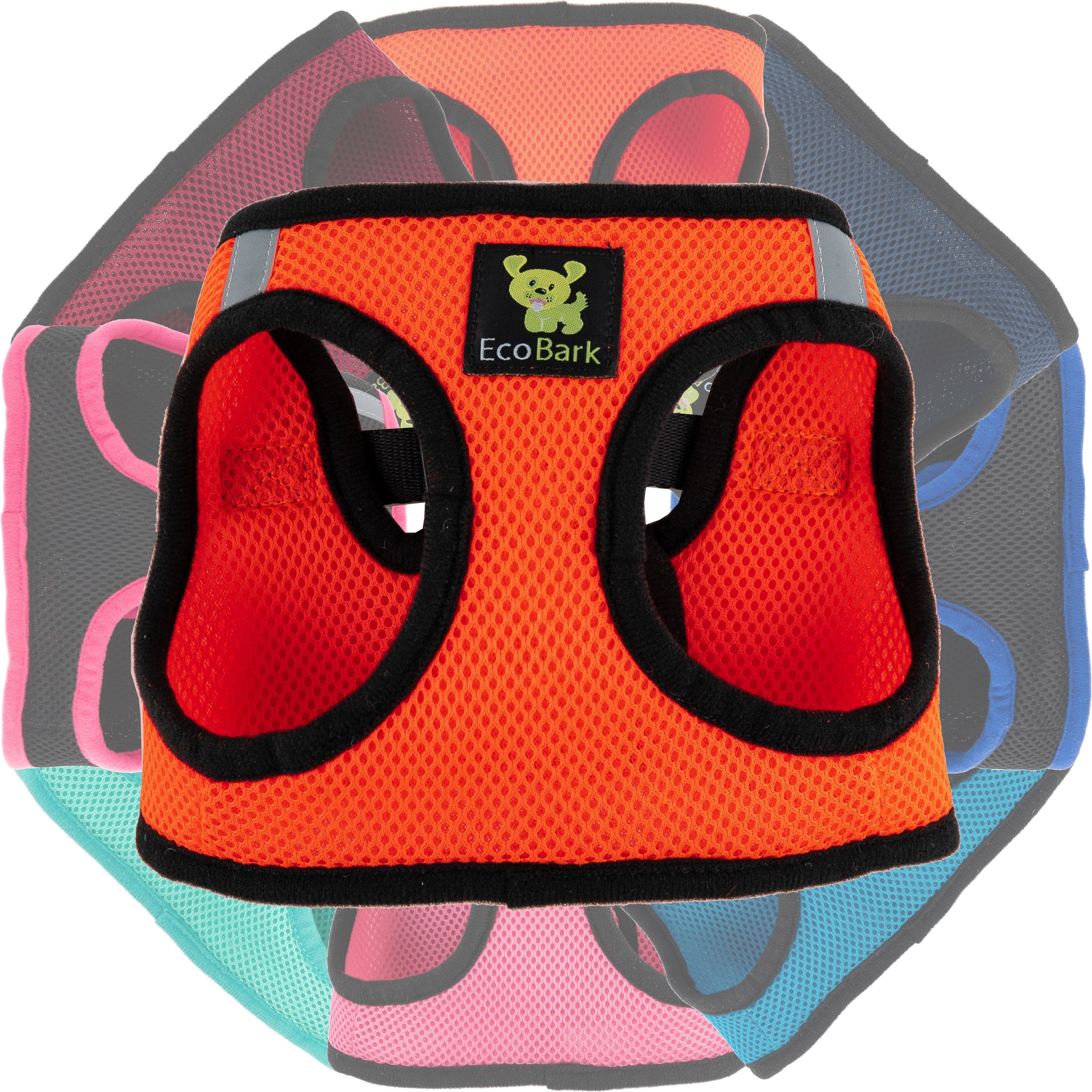 EcoBark Safety Orange Step In Dog Harness -Rapid Fastner Reflective Soft Mesh Vest Halter for Puppies and XXXS to Small Dogs - BIG FRENCHIES