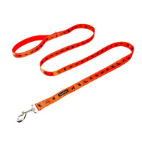EcoBark Safety Orange Dog Leash- Padded Comfort Grip Leash with Dog Pattern - 4ft, 5ft, and 6ft Leash for Small and Medium Dogs - BIG FRENCHIES