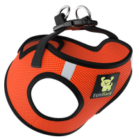 EcoBark Safety Orange Step In Dog Harness -Rapid Fastner Reflective Soft Mesh Vest Halter for Puppies and XXXS to Small Dogs - BIG FRENCHIES