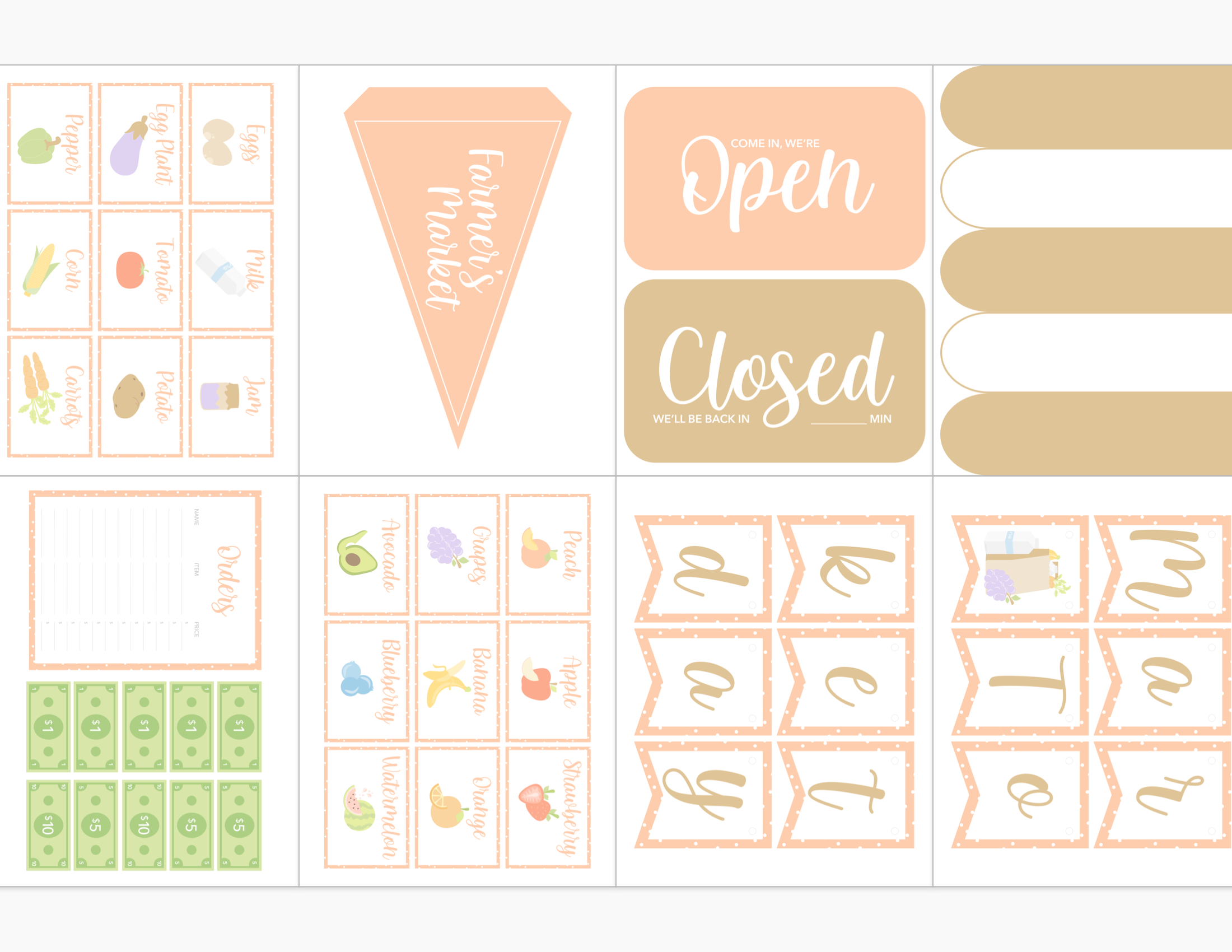 Farmer's Market Printable Dramatic Play