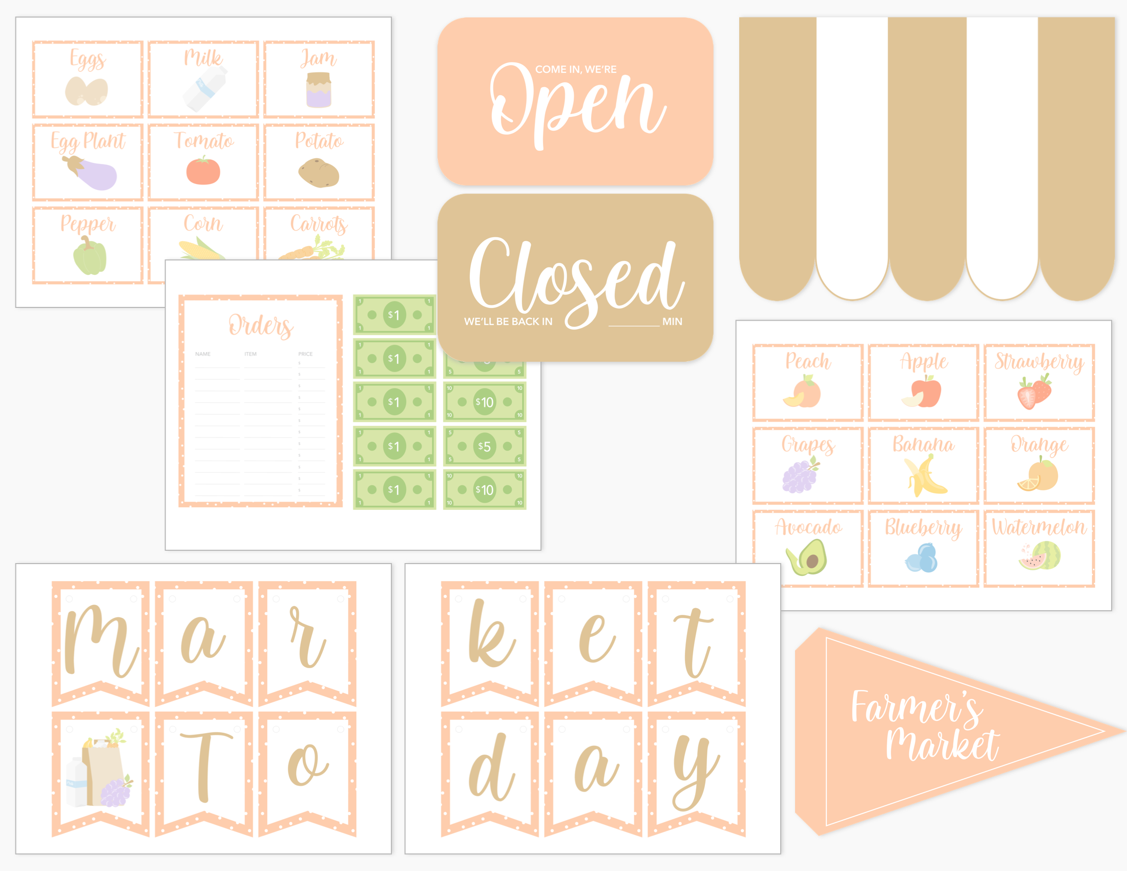 Farmer's Market Printable Dramatic Play