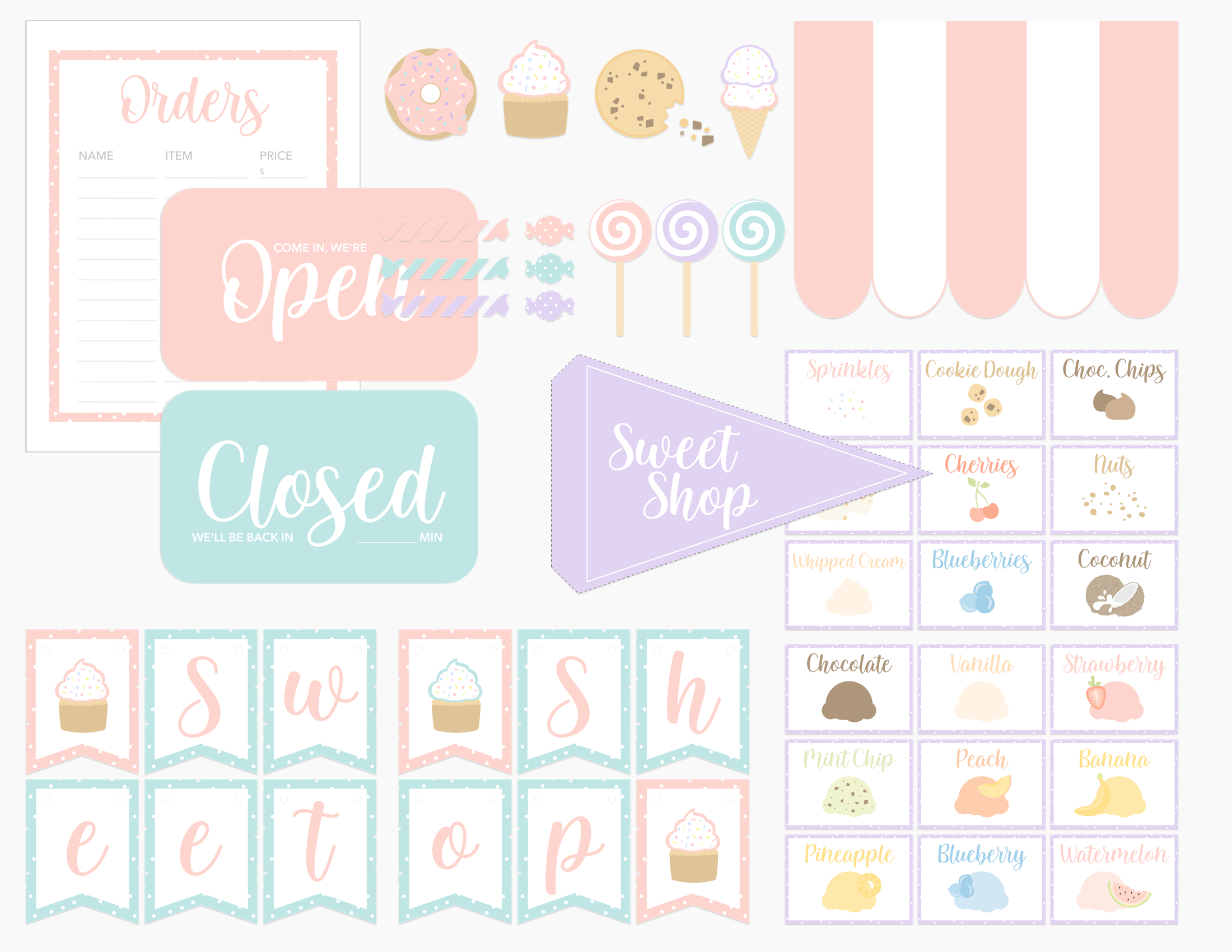 Sweet Shop Dramatic Play Printables