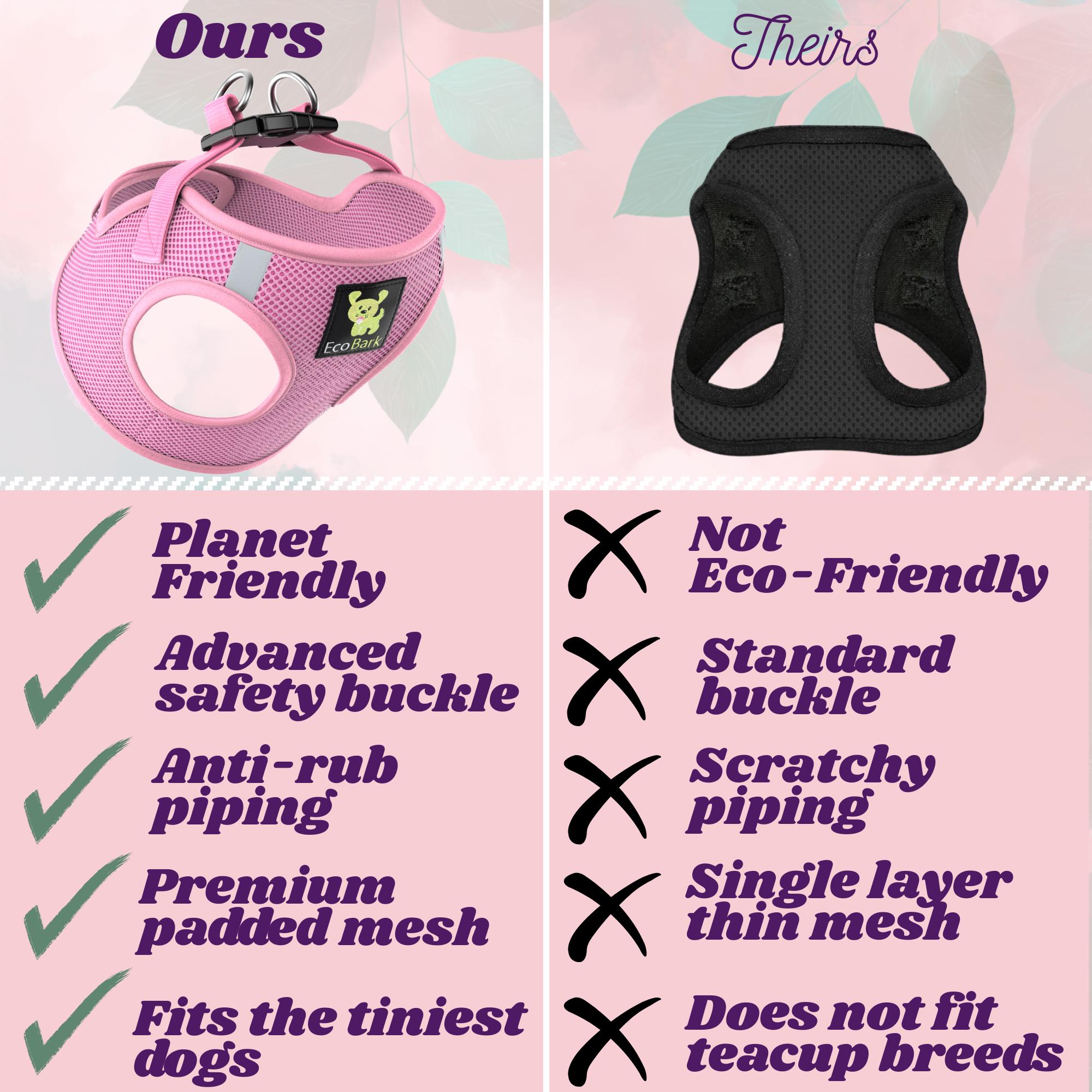 Rapid Fastener Step In Dog Harnesses - 30 Colors & Patterns / Baby Pink - BIG FRENCHIES
