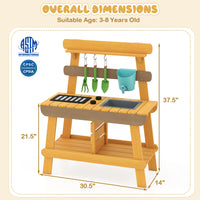 Outdoor Mud Kitchen for Kids Wooden Play Kitchen Toy for Boys Girls Aged 3-8-Yellow