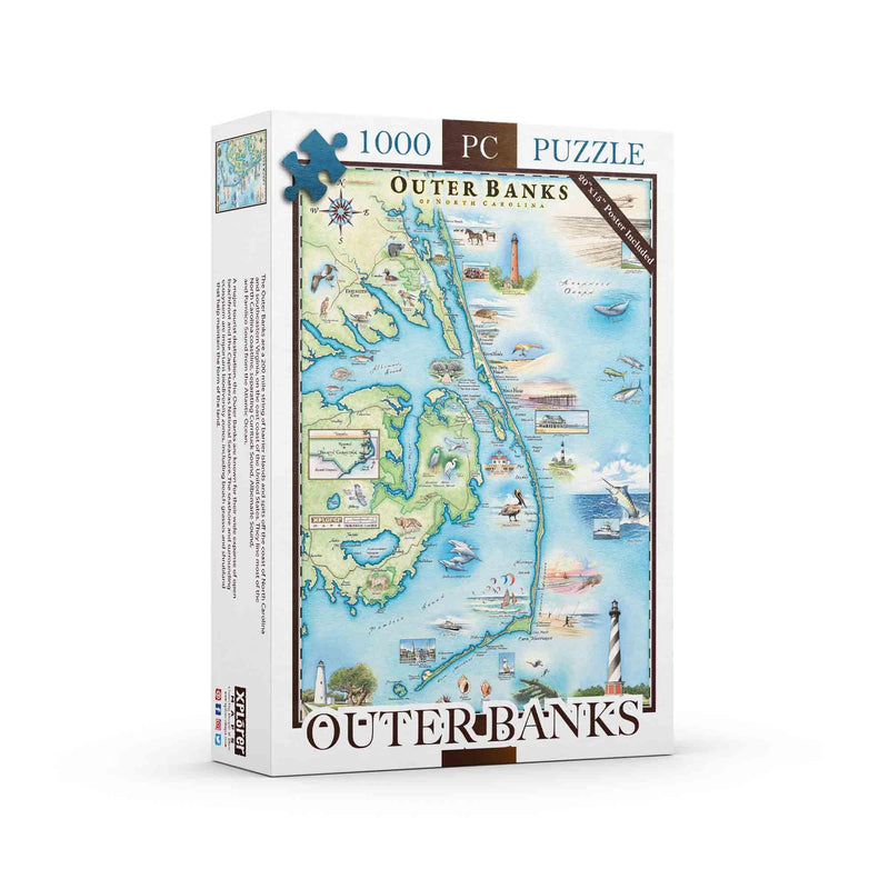 Outer Banks of North Carolina 1000 Piece Jigsaw Puzzle Xplorer Maps - BIG FRENCHIES