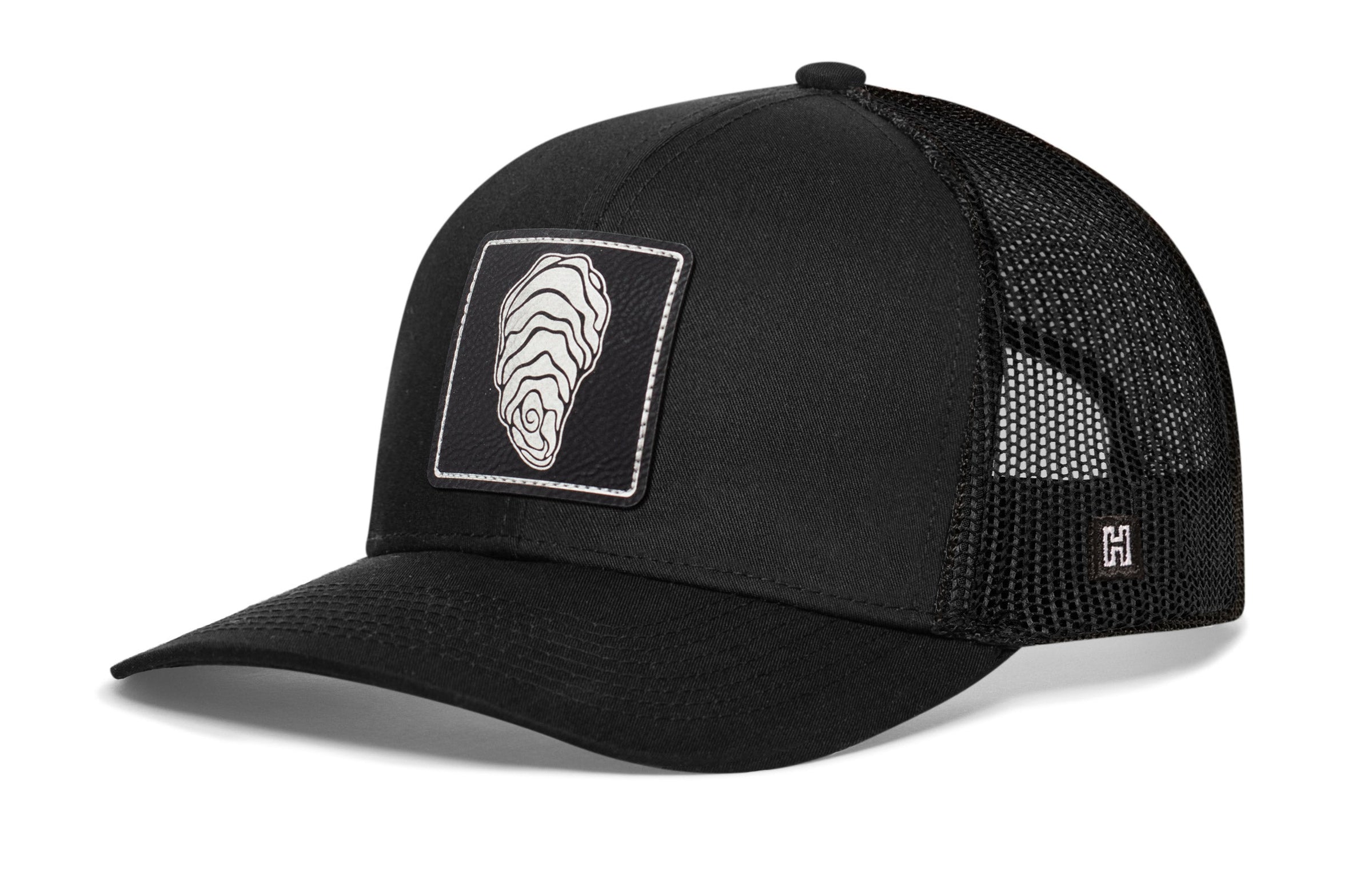 Oyster Shell Trucker Hat  |  Black Oyster Snapback