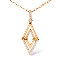 14K Yellow Gold 1/4 Cttw Diamond Double Triangle Geometric 18" Pendant Necklace (G-H Color, SI1-SI2 Clarity)