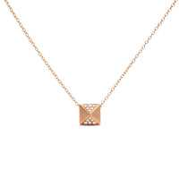 14K Yellow Gold 1/4 Cttw Diamond Matte Finished Pyramid Pendant Necklace (G-H Color, SI1-SI2 Clarity) - 18 Inches
