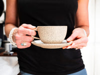 Cappuccino Cup, Latte Cup: Speckled/White, approximately 10-12 oz, Stoneware