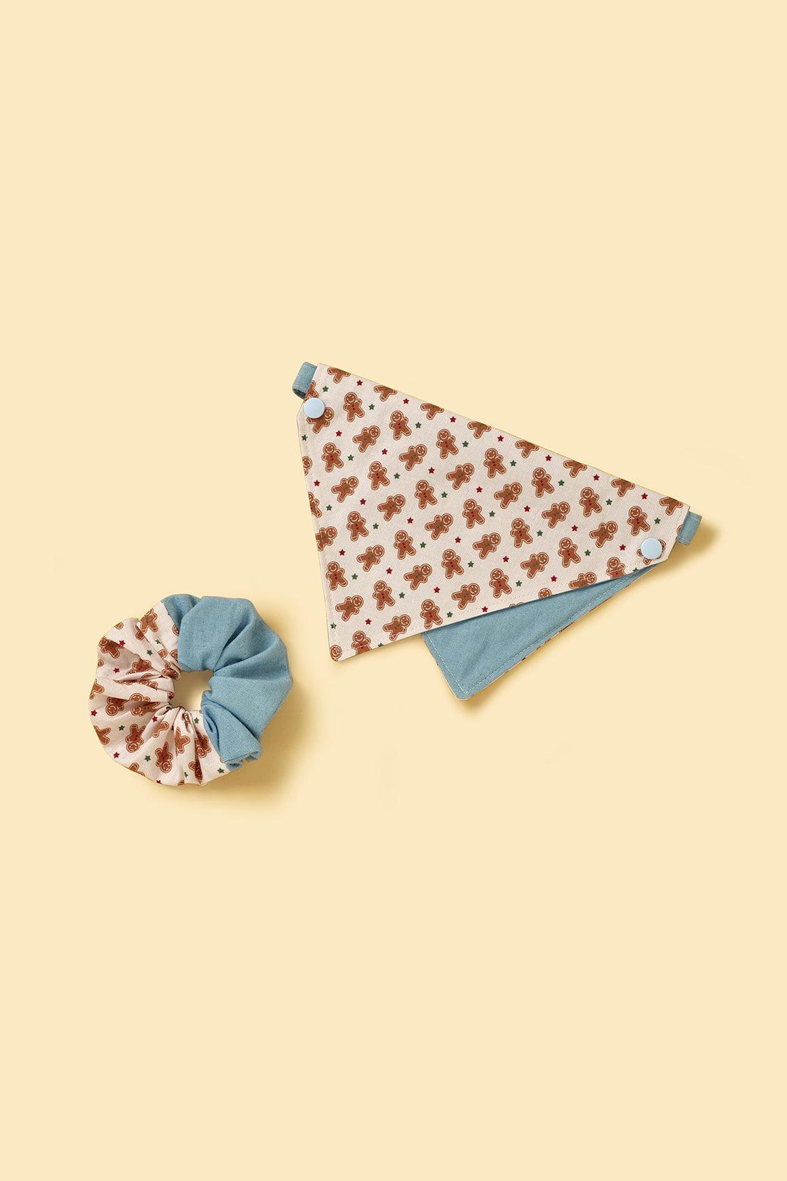 Gingerbread Man Joy Handmade Scrunchie