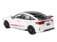 2025 Honda Civic Type R FL5 "Ultimate Edition" White with Red Stripes and Black Top 1/64 Diecast Model Car by Paragon