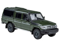 2014 Toyota Land Cruiser LC 79 with Camper Shell Military Green 1/64 Diecast Model Car by Paragon Models