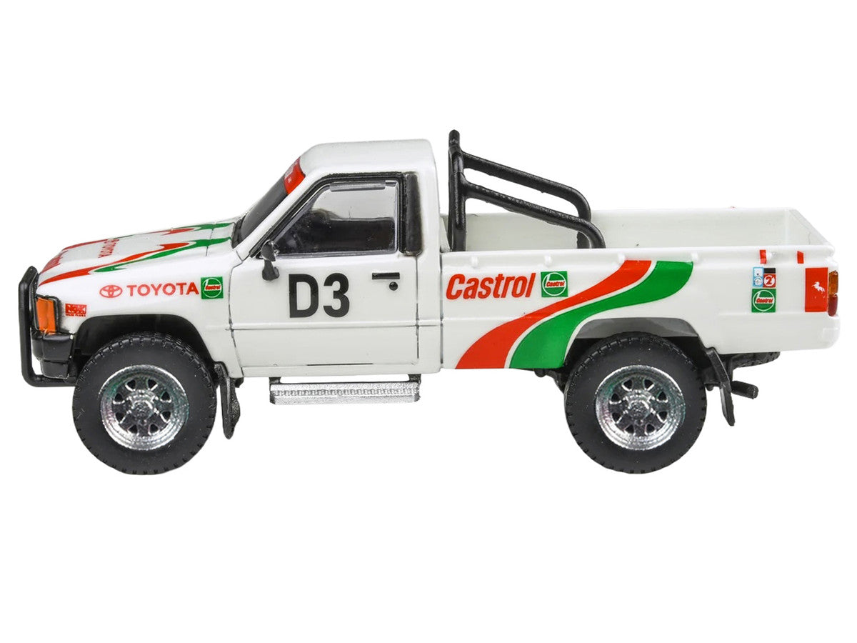 Toyota Hilux Pickup Truck #D3 "Castrol" White with Graphics "Rustenburg 400 Rally" (1995) 1/64 Diecast Model Car by Paragon Models