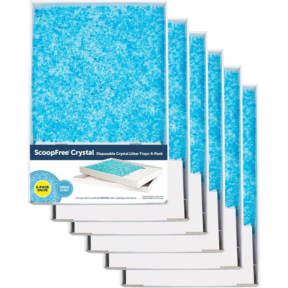 PetSafe ScoopFree Crystal Disposable Litter Trays, Fresh Scent, 6-Pack - Pre-Filled Trays for Self-Cleaning Boxes