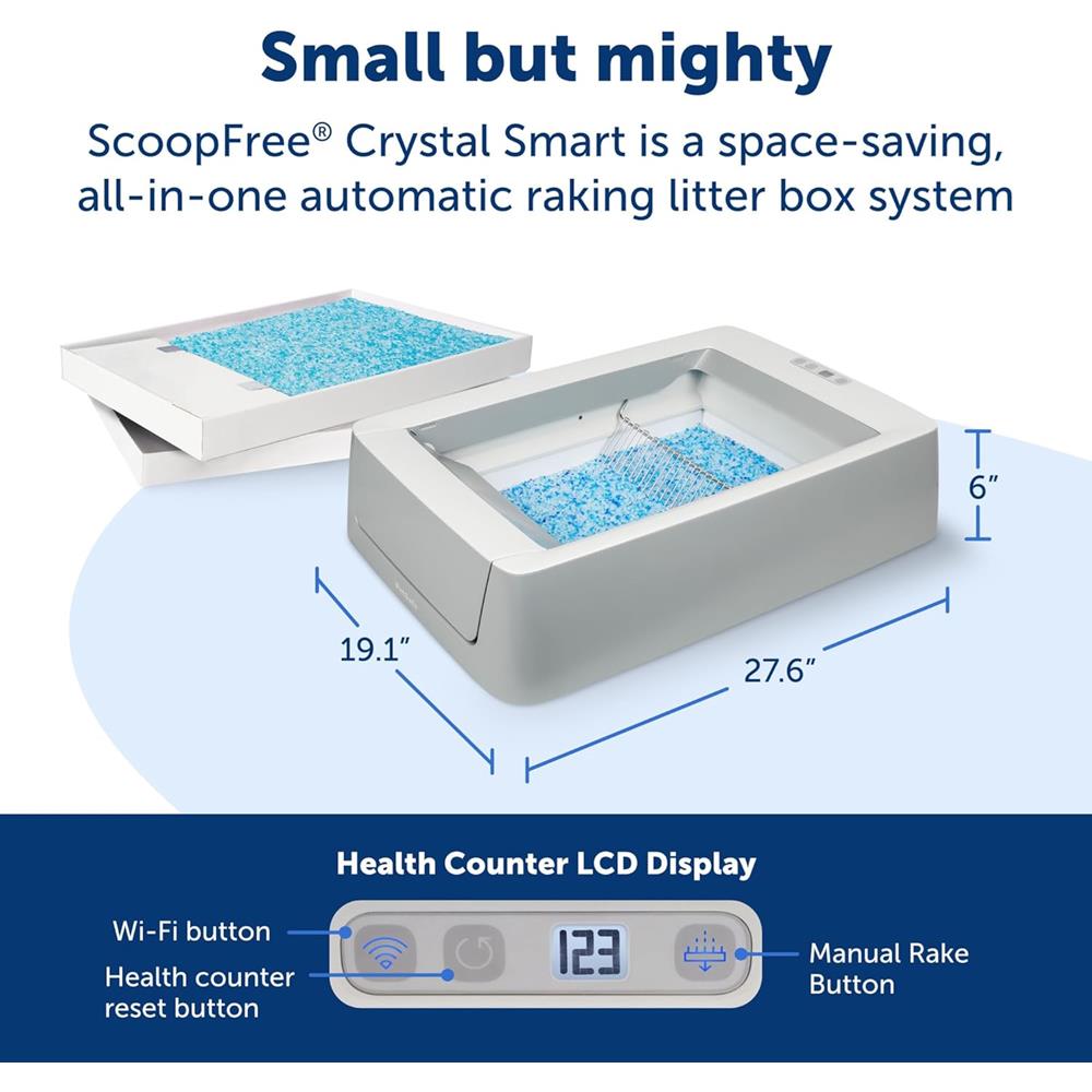 PetSafe ScoopFree Crystal Smart Self-Cleaning Litter Box, Wi-Fi App-Connected with Litter Included