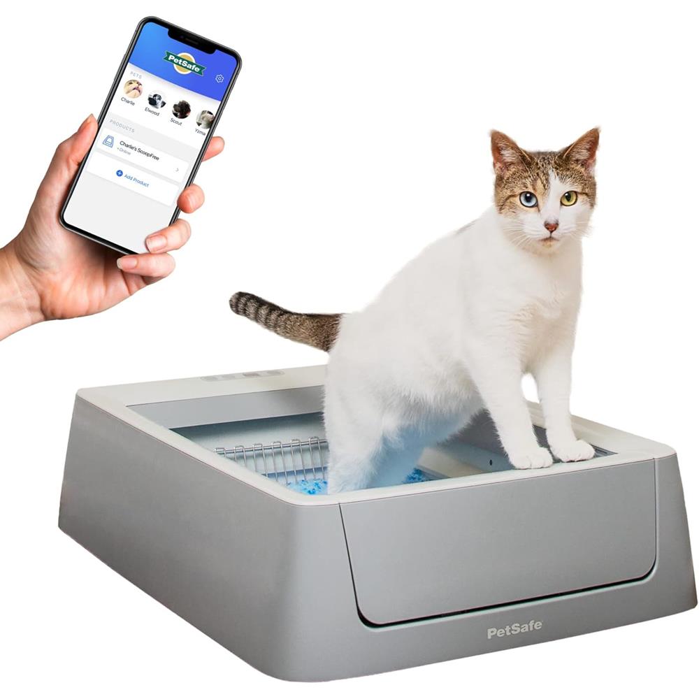 PetSafe ScoopFree Crystal Smart Self-Cleaning Litter Box, Wi-Fi App-Connected with Litter Included