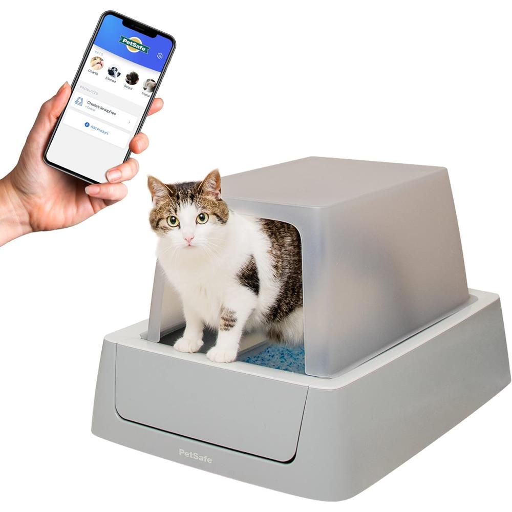 PetSafe ScoopFree Crystal Smart Front-Entry Self-Cleaning Litter Box, App-Connected & Covered