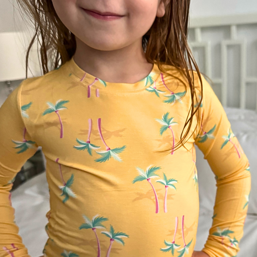 Miami Palm Tree Yellow Two-Piece Set