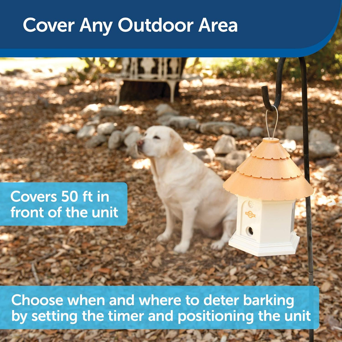 PetSafe Elite Outdoor Bark Control with Digital Timer, Ultrasonic Birdhouse, 1/4 Acre Coverage