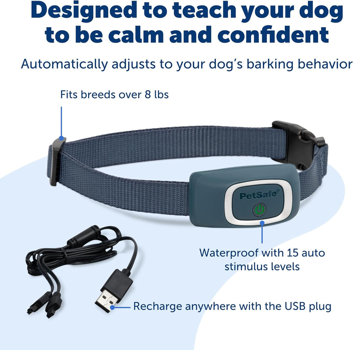 PetSafe Lite Rechargeable Bark Collar for Small Dogs, 15 Static Levels, Waterproof, Necks up to 23 in