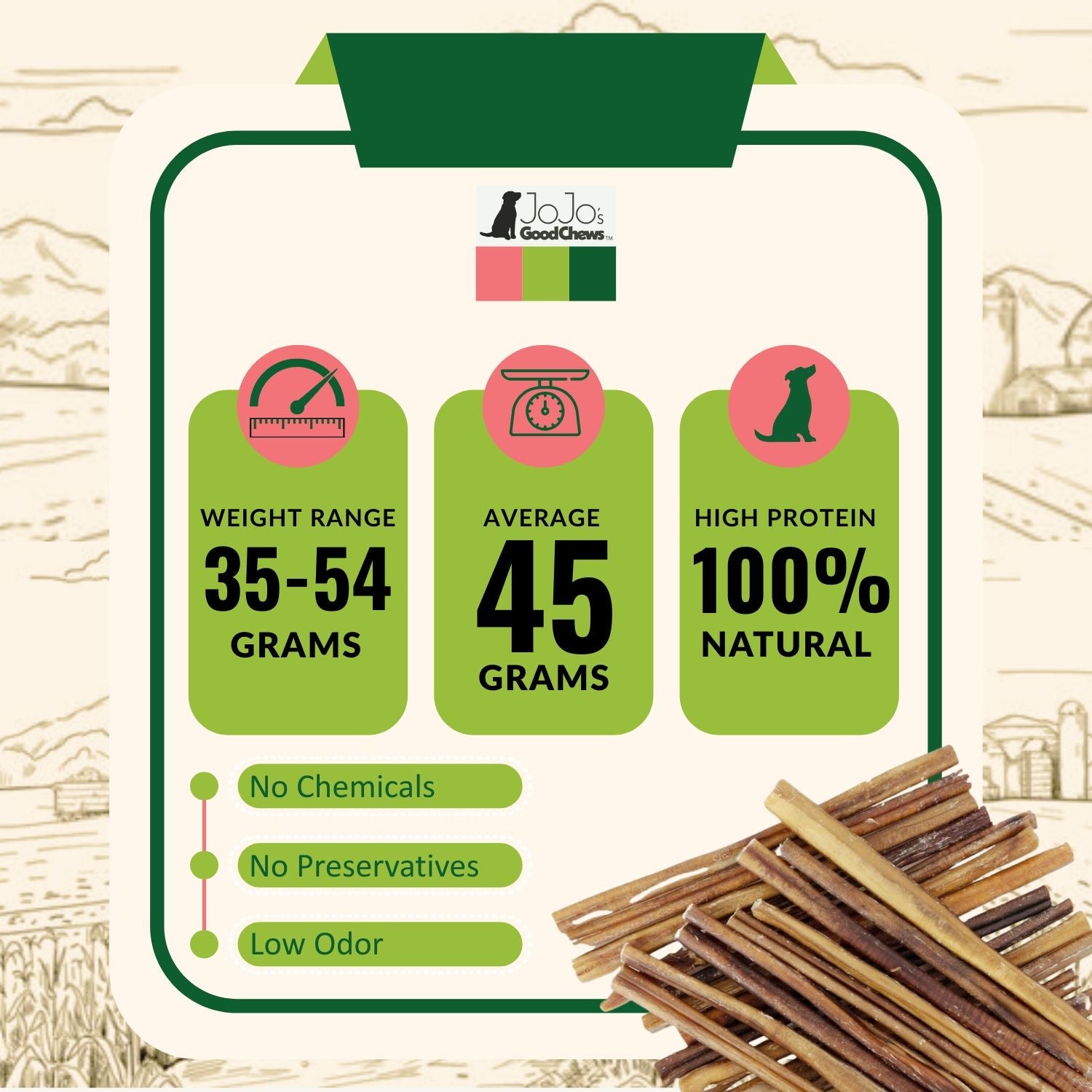 All-Natural Beef Bully Stick Dog Treats – Nutrient-Rich, and High-Protein – 12-Inch Standard (4-Pack) - BIG FRENCHIES