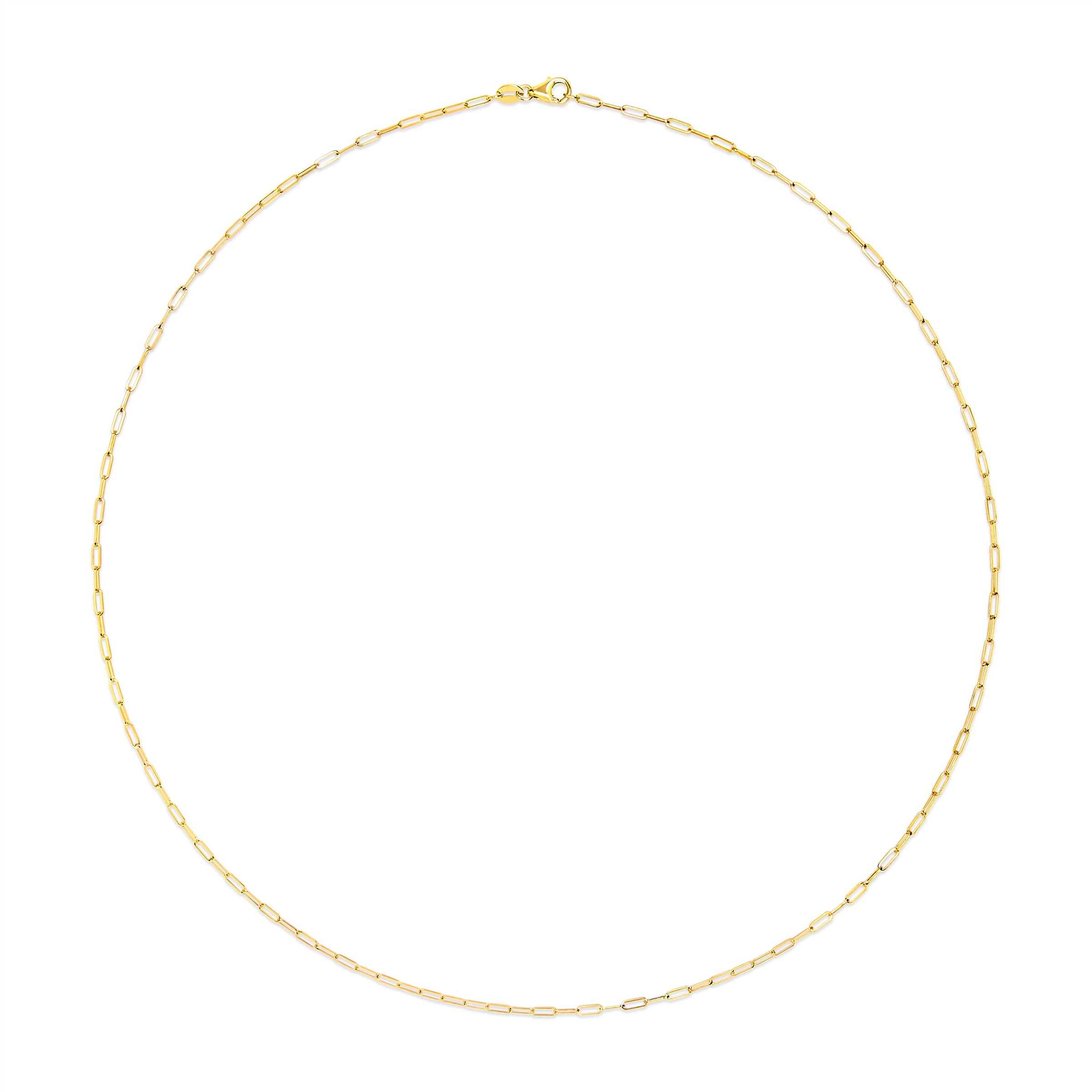 Unisex Solid 14K Yellow Gold 1.5mm Paperclip Chain Necklace - 18 Inches