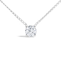 14K White Gold Floating 1/2 Cttw Lab Grown Diamond Solitaire Pendant Necklace - 18" Inches