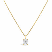 14K White Gold 1.00 Cttw Lab Grown Oval Solitaire Diamond Pendant Necklace