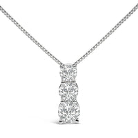 14K White Gold 1/2 Cttw Lab Grown Diamond Three Stone Pendant Necklace