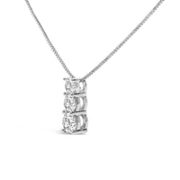 14K White Gold 1/2 Cttw Lab Grown Diamond Three Stone Pendant Necklace