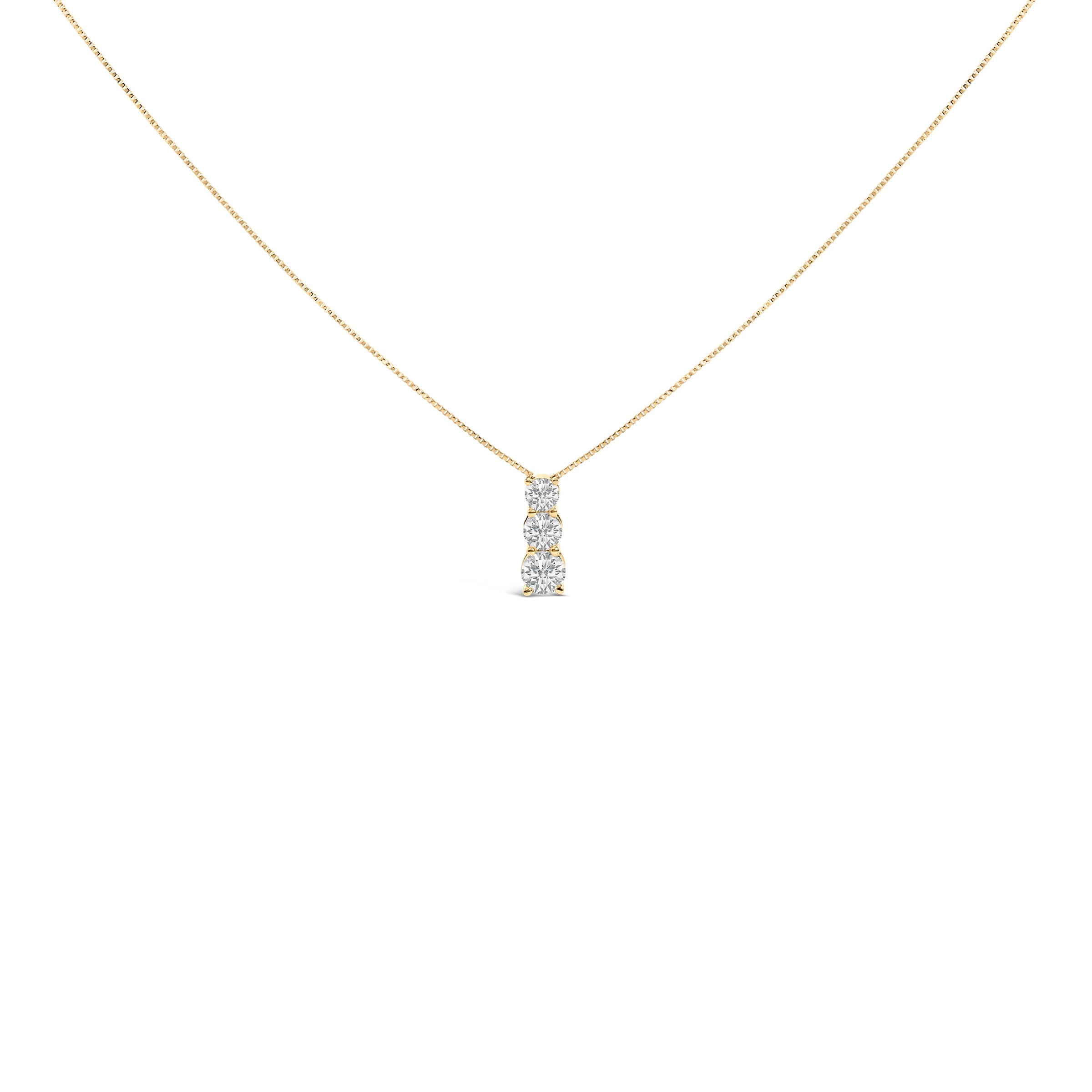 14K White Gold 1/2 Cttw Lab Grown Diamond Three Stone Pendant Necklace