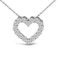 14K White Gold 1/2 Carat Lab Grown Diamond Heart Shape Pendant Necklace