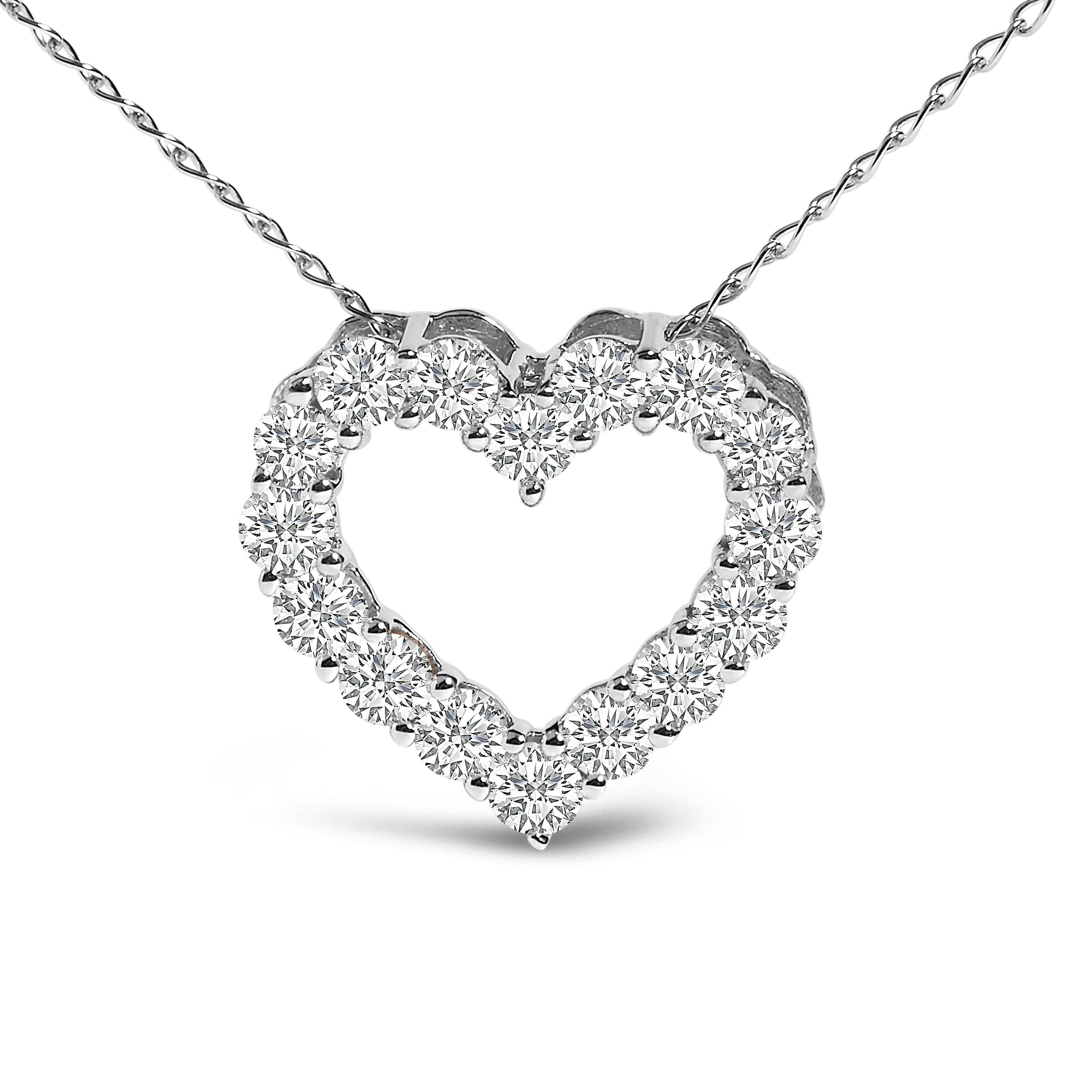 14K White Gold 1/2 Carat Lab Grown Diamond Heart Shape Pendant Necklace