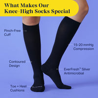 Knee-High Compression Socks – 3 Pack Solids