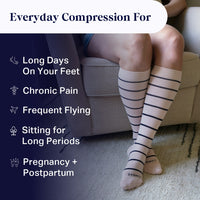 Knee-High Compression Socks - 3 Pack Stripes