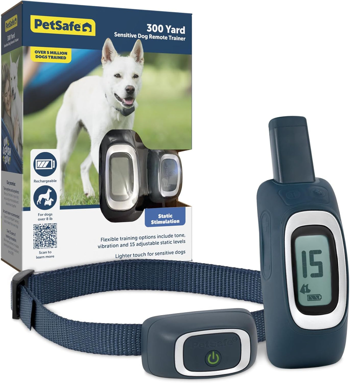 PetSafe 300 Yard Lite Remote Trainer with Tone, Vibration & 15 Static Levels for Small to Medium Dogs