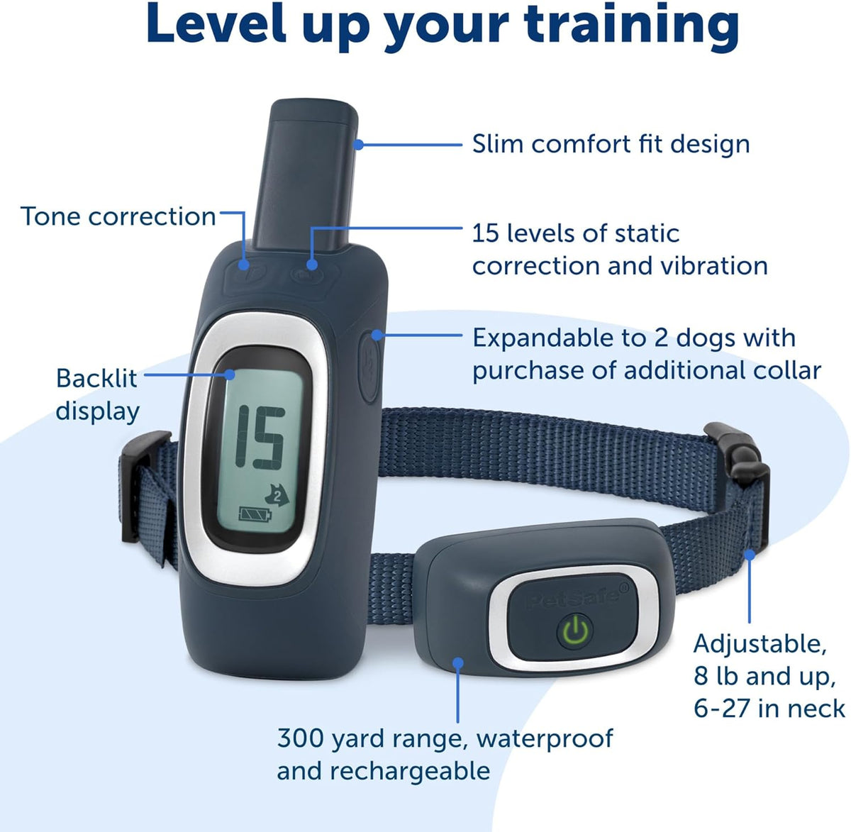 PetSafe 300 Yard Remote Trainer PDT00-16117 for Medium to Large Dogs, Coated Nylon Waterproof Collar