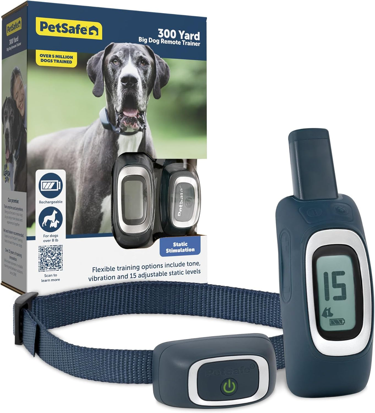 PetSafe 300 Yard Remote Trainer PDT00-16117 for Medium to Large Dogs, Coated Nylon Waterproof Collar