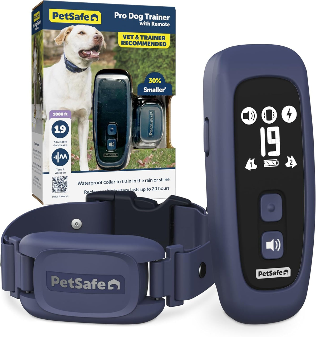 PetSafe Pro Dog Trainer with Remote, 1000 ft Range, Tone, Vibration & 19 Static Levels, Waterproof